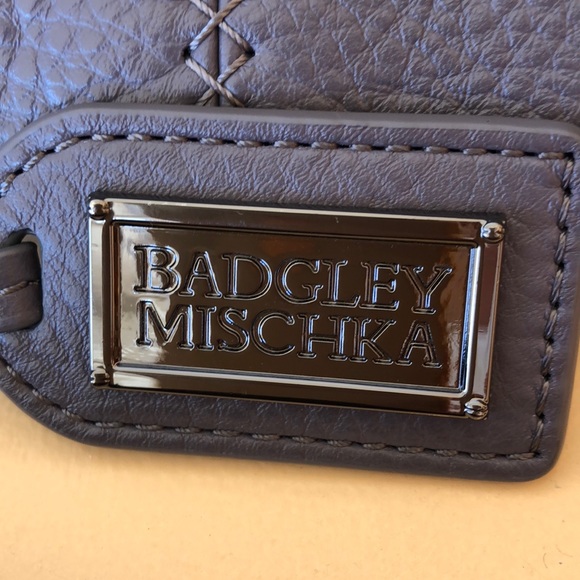 New grey leather Badgley Mischka purse. Used once. - Picture 2 of 8